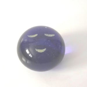 Cobalt Blue Glass Ball Paperweight Smile Face