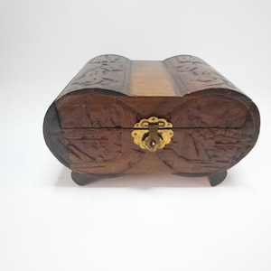 Vintage Holz Bambus Hand schnitzen Schmuckschatulle