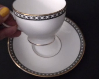 Vintage Wedgwood Black Ulander Bone China Cup and Saucer Made in