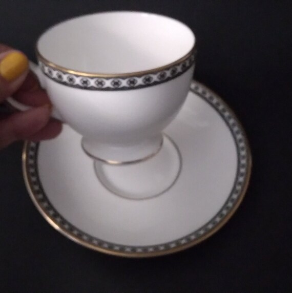 Vintage Wedgwood Black Ulander Bone China Cup and Saucer Made in