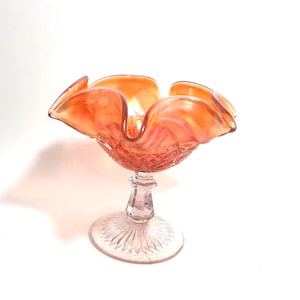 Vintage Fenton Marigold Carnival Glass Compote Candy Dish