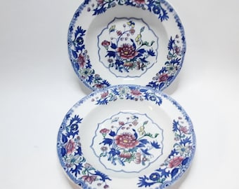 Vintage Spode Copeland Dish Plate Blue And Pink Floral