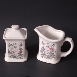 Vintage Sugar And creamer bowls Garden Sketchbook By Trenditions