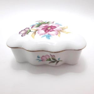 Vintage Hand Painted Bone China Japan Trinket Box With One Small Tray Inside Pink Floral