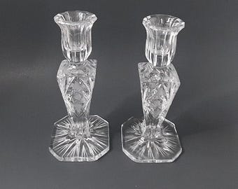 ヴィンテージガラス/クリスタルキャンドルホルダー/2個セット - Etsy 日本