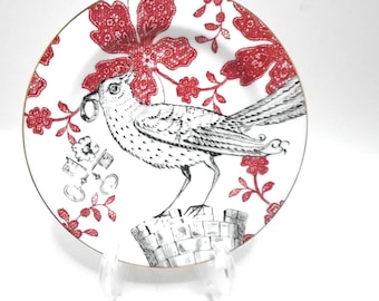Assiette Oiseau à Collectionner Rouge Fabriquée en Indonésie