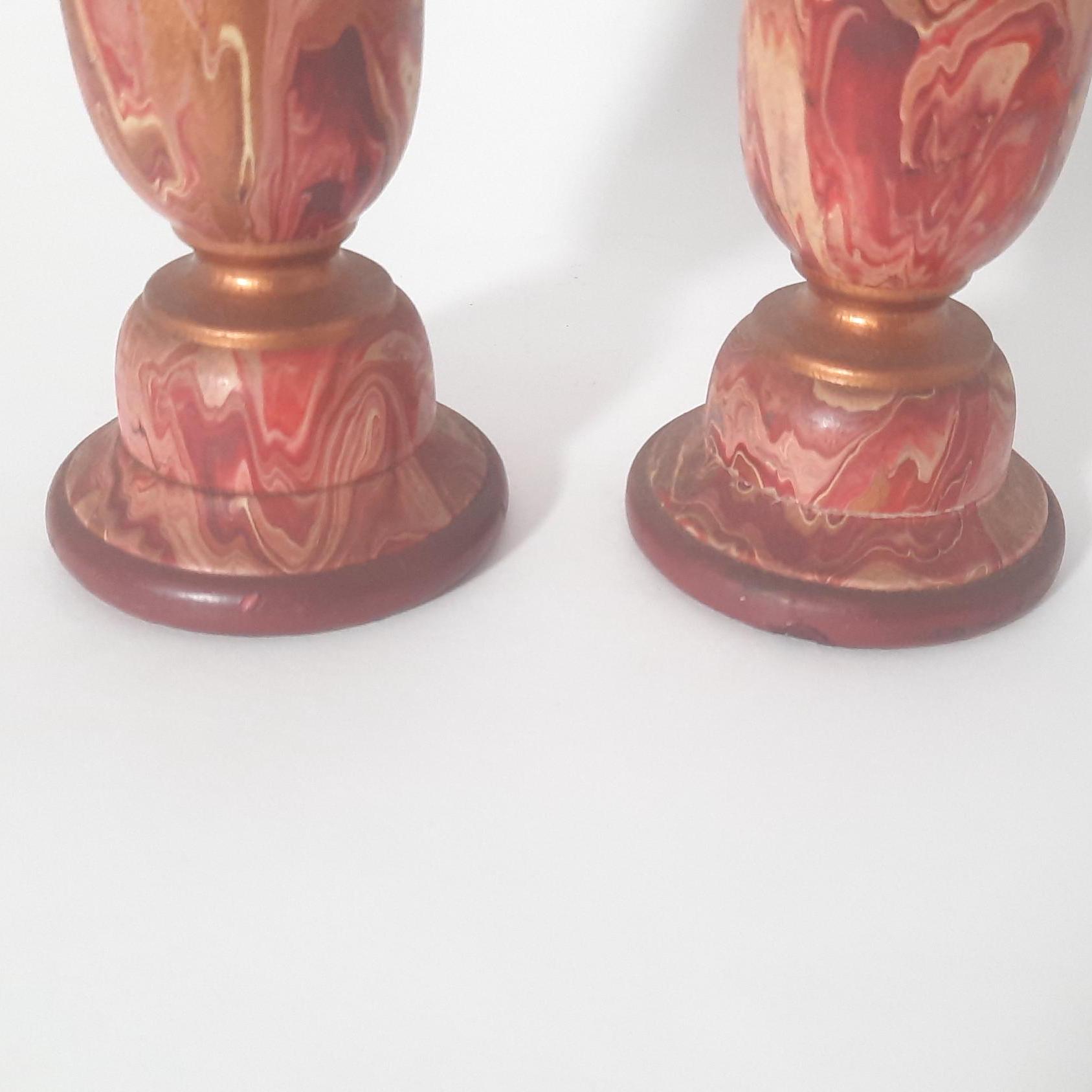 ヴィンテージ木製レッドスワールキャンドルホルダーセット - Etsy 日本