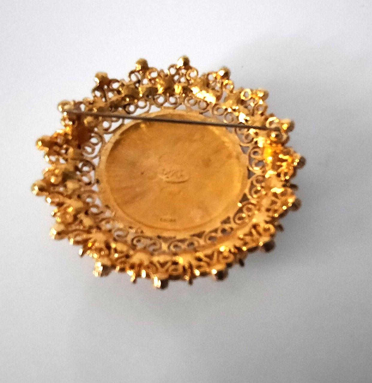 ヴィンテージ ジョーン・リバーズ ゴールドトーン カメオ ブローチ