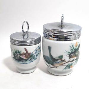 Royal Worcester England Egg Coddler Cups Birds Motif