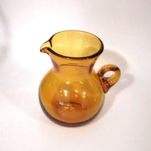 Amber Glass Pitcher With Handle Handblown