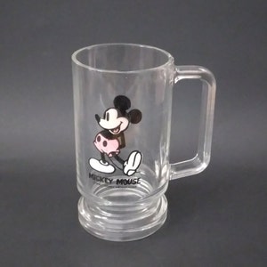 Vintage Walt Disney Production Mickey Mouse Clear Glass Mug