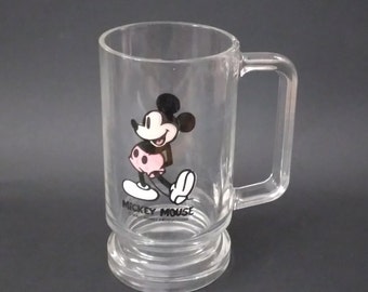 Tazza in vetro trasparente Topolino di produzione Walt Disney vintage