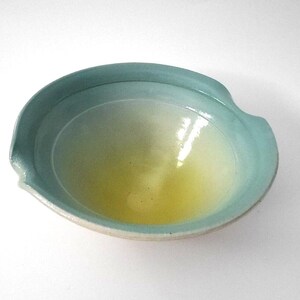 Ręcznie robiona miska EINHORN Pottery w kolorze zielonym i żółtym, sygnowana