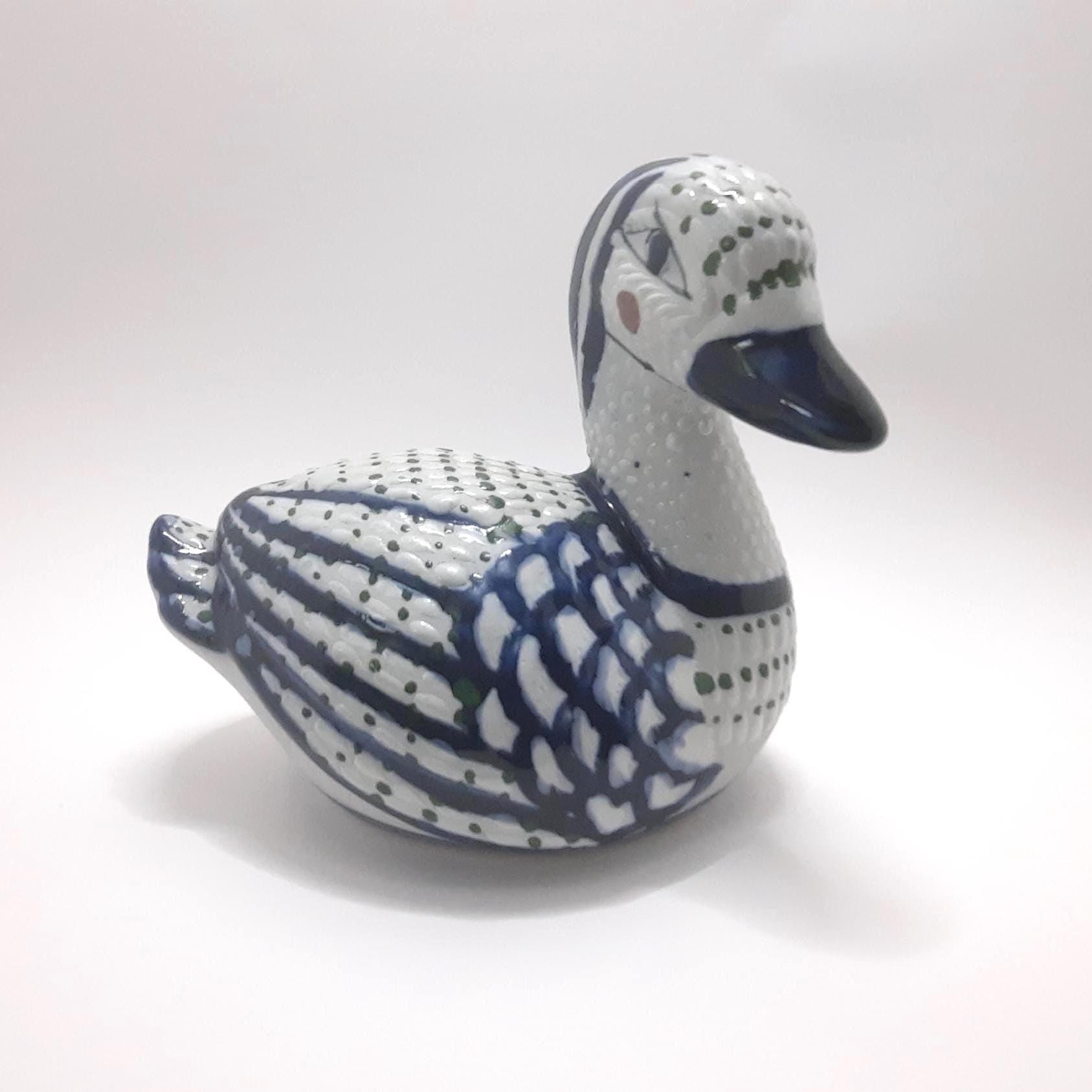 Vintage Tonalá Santana Mexico Blue & White Hand Painted Ceramic