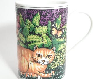 Taza de café con diseño de gatos de Dunoon Stoneware Moggies, diseñada por Ruth Boden
