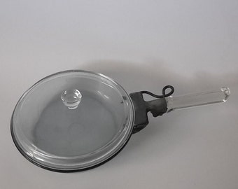 Vintage Pyrex Flameware Glass Skillet With Handle and Cover