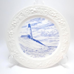 Eggshell Theme Homer Laughlin Cape Henlopen Light Lewes Delaware Decorative Wall White And Blue Ceramic Plate