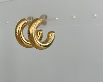 Lightweight Hoop Earring, Chunky Gold Hoop Earrings, puff hoop, fashionable gifts, accessories bubble hoop earring