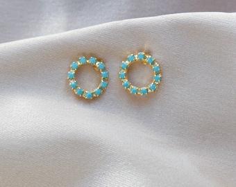 Turquoise Circle Stud Earrings everyday studs turquoise jewelry *READY TO SHIP Hypoallergenic nickel free earrings Mother's Day gift