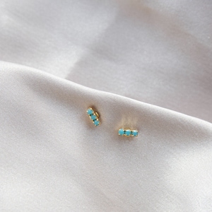 Turquoise Bar Stud: *READY TO SHIP hypoallergenic earrings boho jewelry gift for friend turquoise earrings handmade jewelry