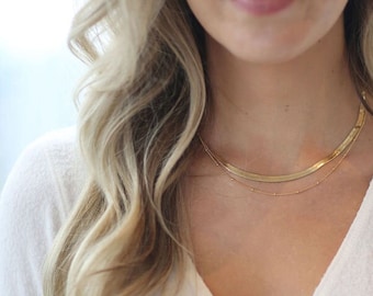 Goldfill Chain Everyday Necklace, Beaded Chain, 16 inch Chain, 18 Inch Chain, Dainty Necklace Gold, minimal jewelry, gold necklace for women