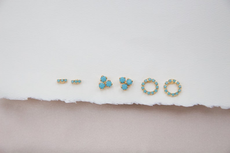 Turquoise Earrings Triangle Studs hypoallergenic earrings gift for friend READY TO SHIP image 10