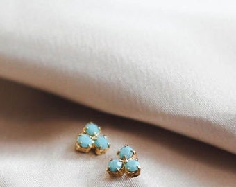 Turquoise Earrings Triangle Stud hypoallergenic earrings, gift for friend