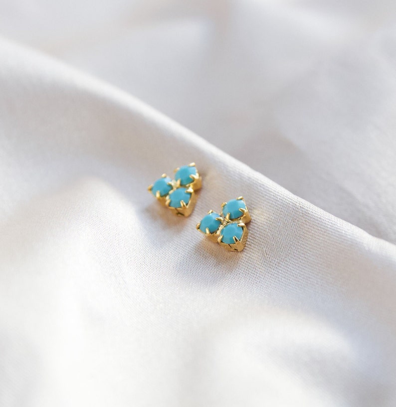 Turquoise Earrings Triangle Studs hypoallergenic earrings gift for friend READY TO SHIP boho western jewelry image 1