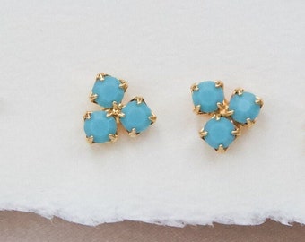 Turquoise Stone Triangle Studs hypoallergenic earrings gift for friend  boho western jewelry