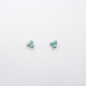 Turquoise Earrings Triangle Stud hypoallergenic earrings, gift for friend image 4