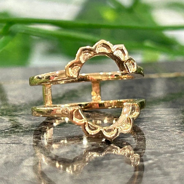Classic Plain Ring Enhance Wrap- 14K White Gold Over Engagement Ring Guard- Enhancer Wedding Band Ring- Promise Ring- Gifts