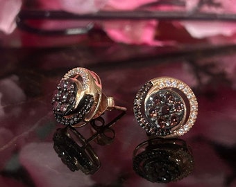 1.50Ct Natural Brown Diamond Halo earrings stunning Antique style jewelry Choco Diamond stud Earring brown Diamond Earring Brown Diamonds