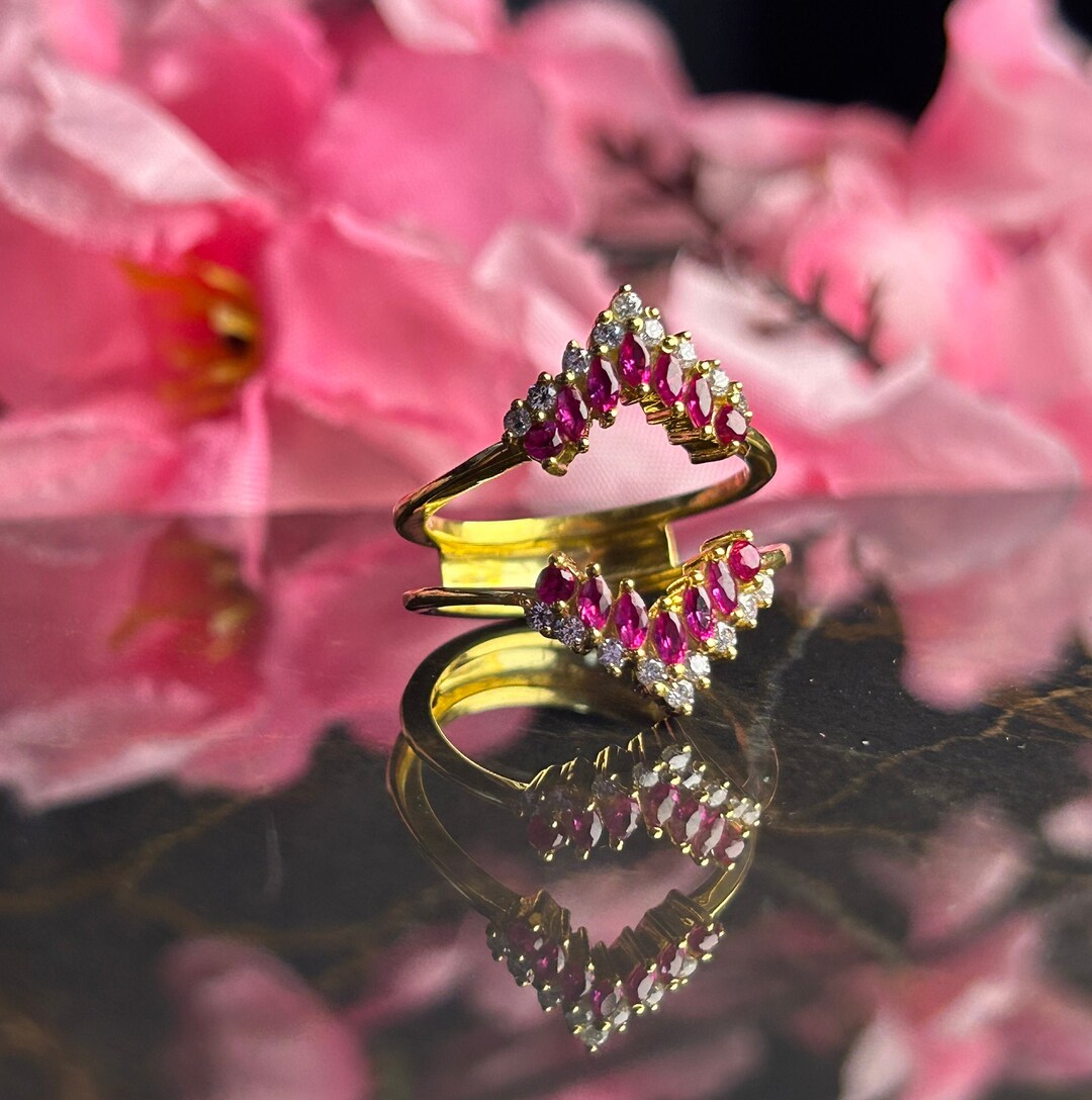 Ruby Marquise Cut Enhancer Ring Guard for Women Wedding Enhancer Wrap ...