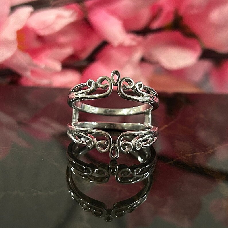 Plain Ring Enhancer Vintage Ring Guard 925 Sterling Silver Engagement