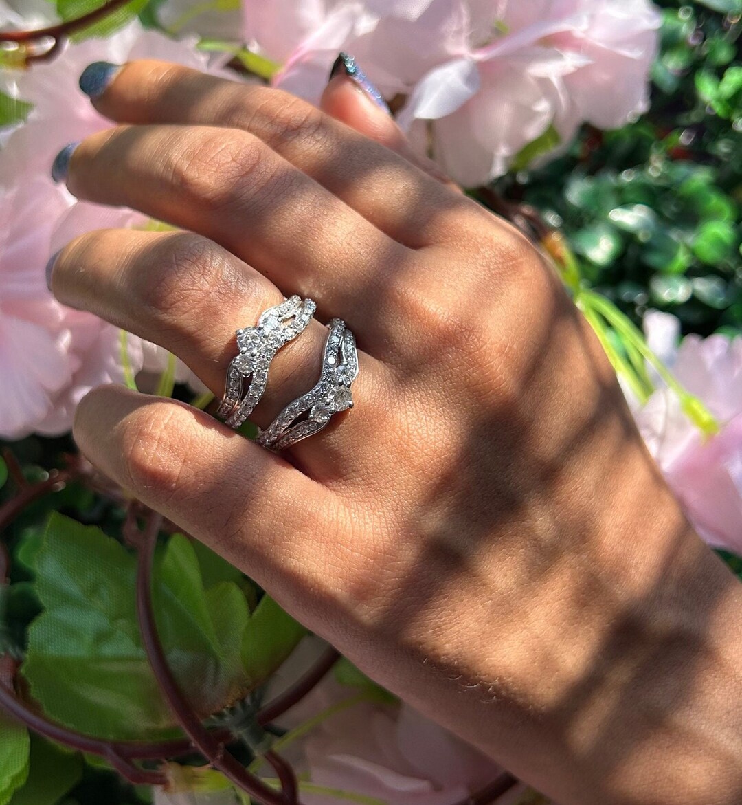 1/12ct Diamond Ring Guard Engagement Ring Enhancer Wrap 925 Sterling