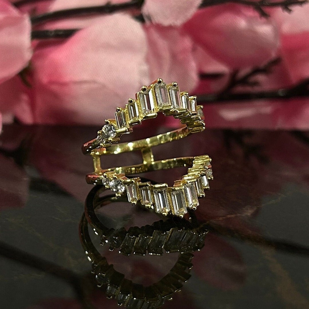Baguette Ring Guards Diamond Ring Enhance Sterling Silver Etsy