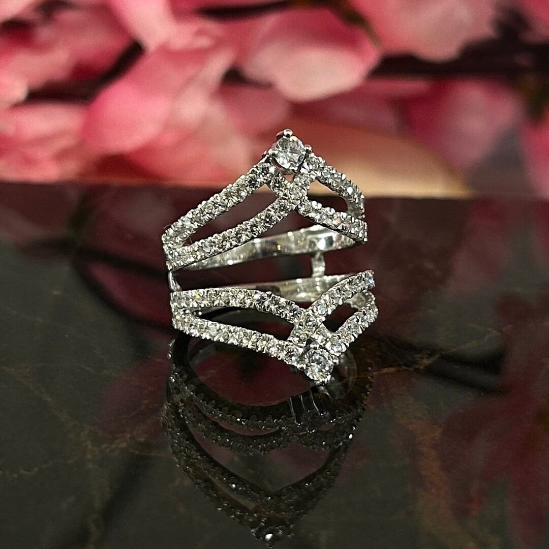 Art Deco Ring Guard Diamond Enhancer Wedding Band Ring Etsy UK