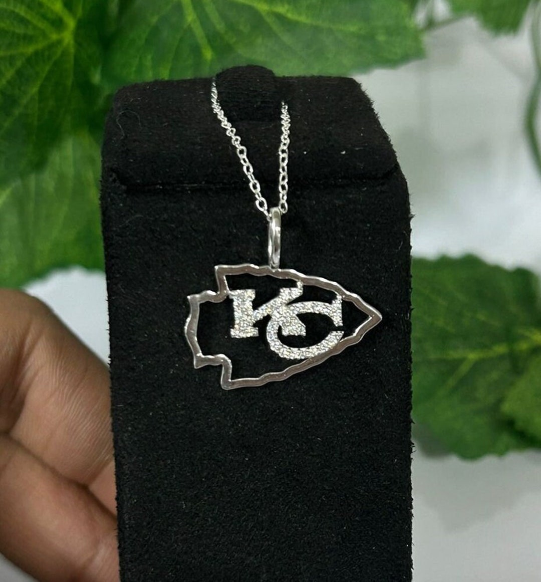 White Diamond Kansas City Chiefs Necklace Charm Chain Necklace 925