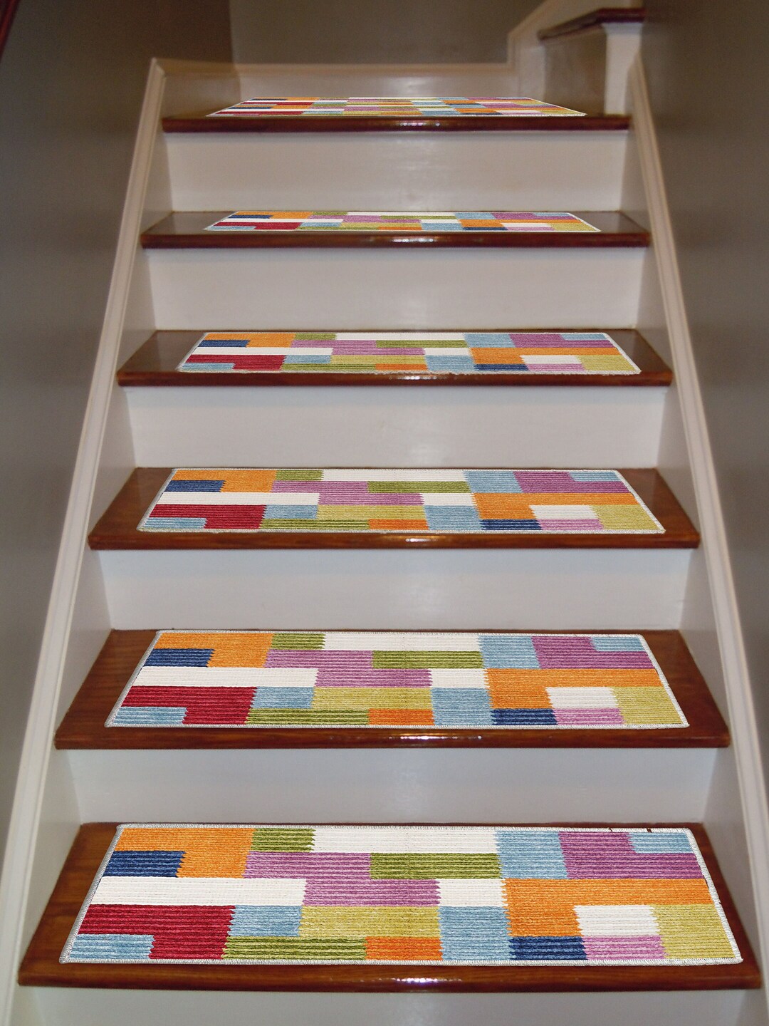 Modern Stair Treads Carpet Geometric Stair Rug Colourful - Etsy