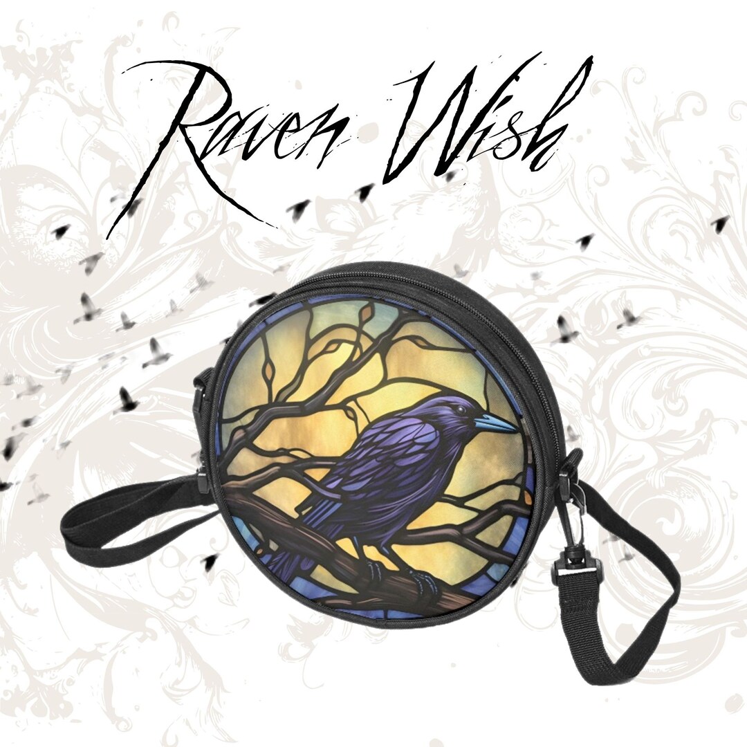 Indigo Moon Raven Purse Stained Glasslook Spirit Animal Etsy