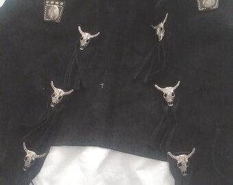 Native jet black suede hand made embmellished waistcoat