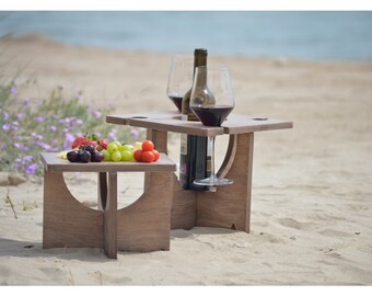 Picknicktisch-Set, Weintisch, Wursttisch, abnehmbare Glas- und Weintische, Tischdekoration für Käse und Wurstwaren