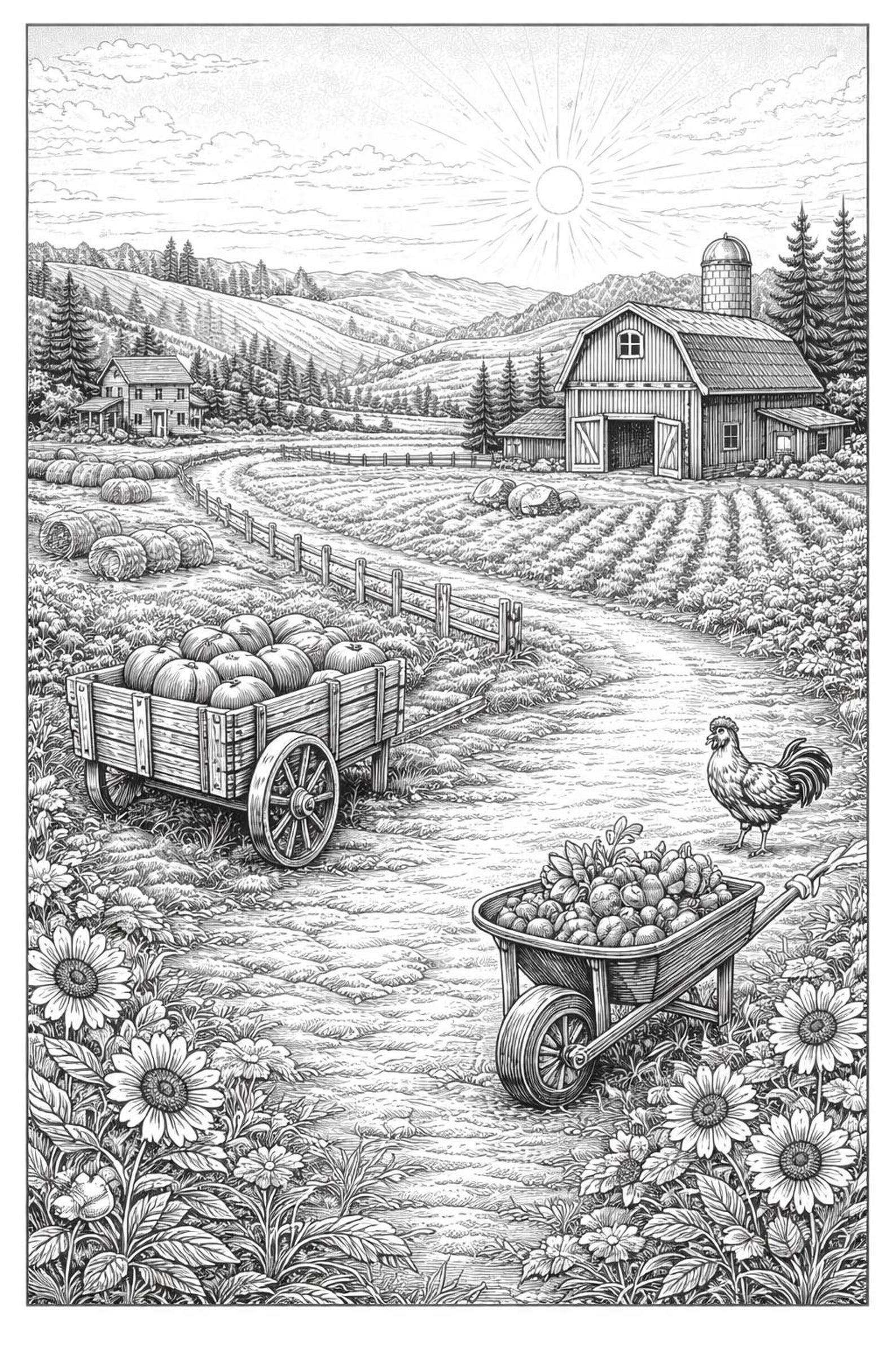 Nature &amp; Scene Coloring Book for Adults – Volume 3 | Countryside Garden ...