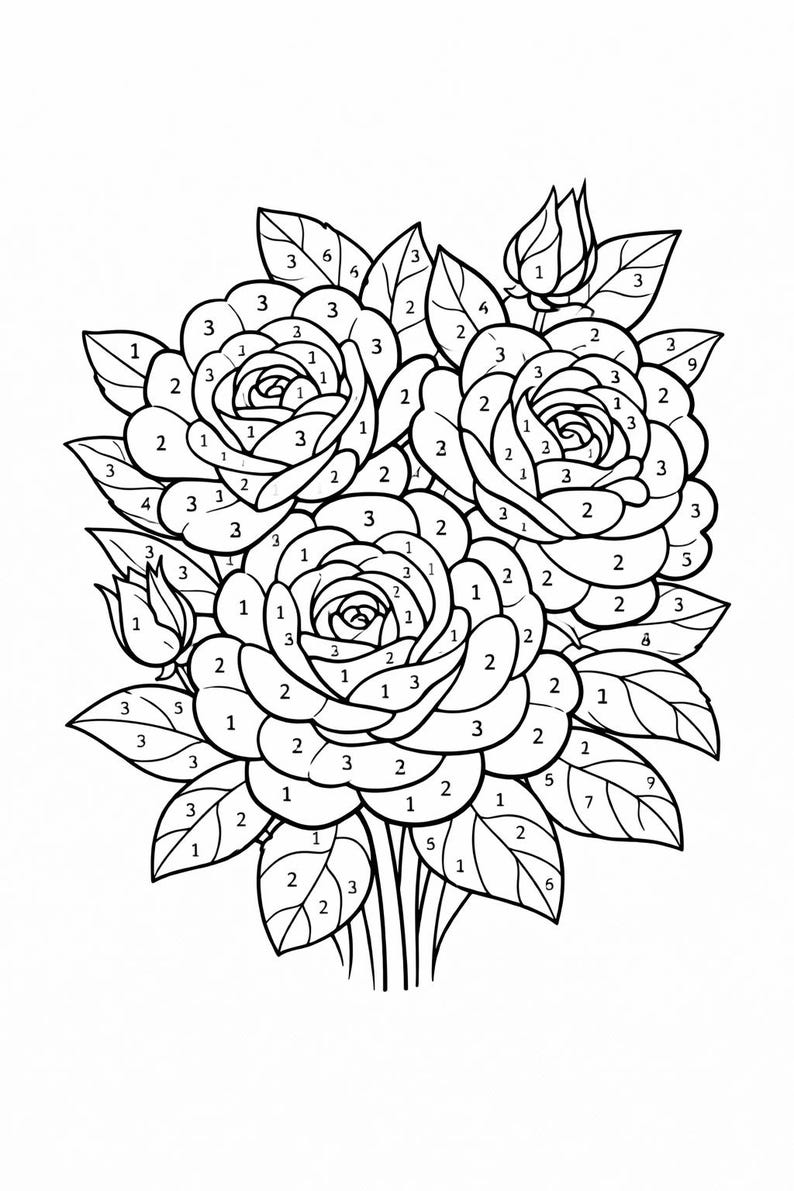 Floral Color by Number Book | Relaxing Adult Coloring Pages (PDF ...