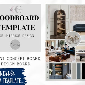 Moodboard Template, Interior Design Moodboard, Canva Template, Editable Template, Concept Board, Design Board