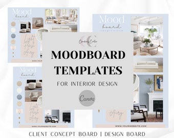 Moodboard Vorlage für Inneneinrichtung, Wohnkultur, Konzeptboard, Stilkonzept, Canva Vorlage