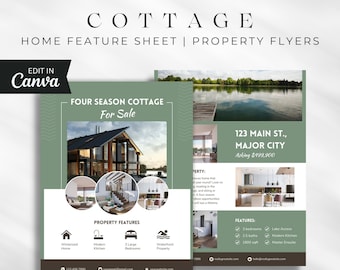 Cottage Feature Sheet: Real Estate Flyer Canva Template (Digital)