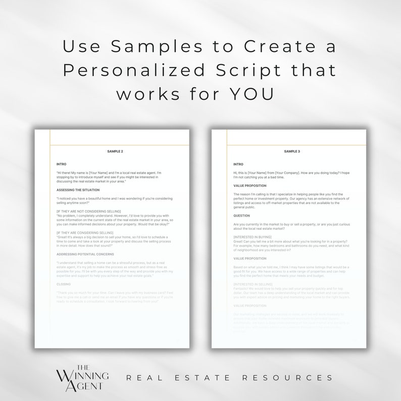 Real Estate Scripts Catalogue Printable Realtor Template Etsy