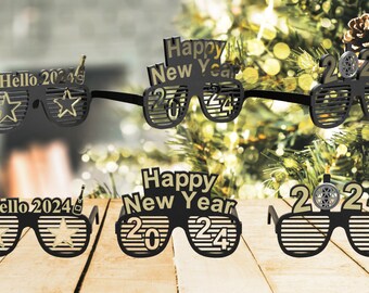 2024 Kunststoff Gläser Happy Silvester Gläser Party Foto Requisite Zubehör TikTok & Instagram Viral