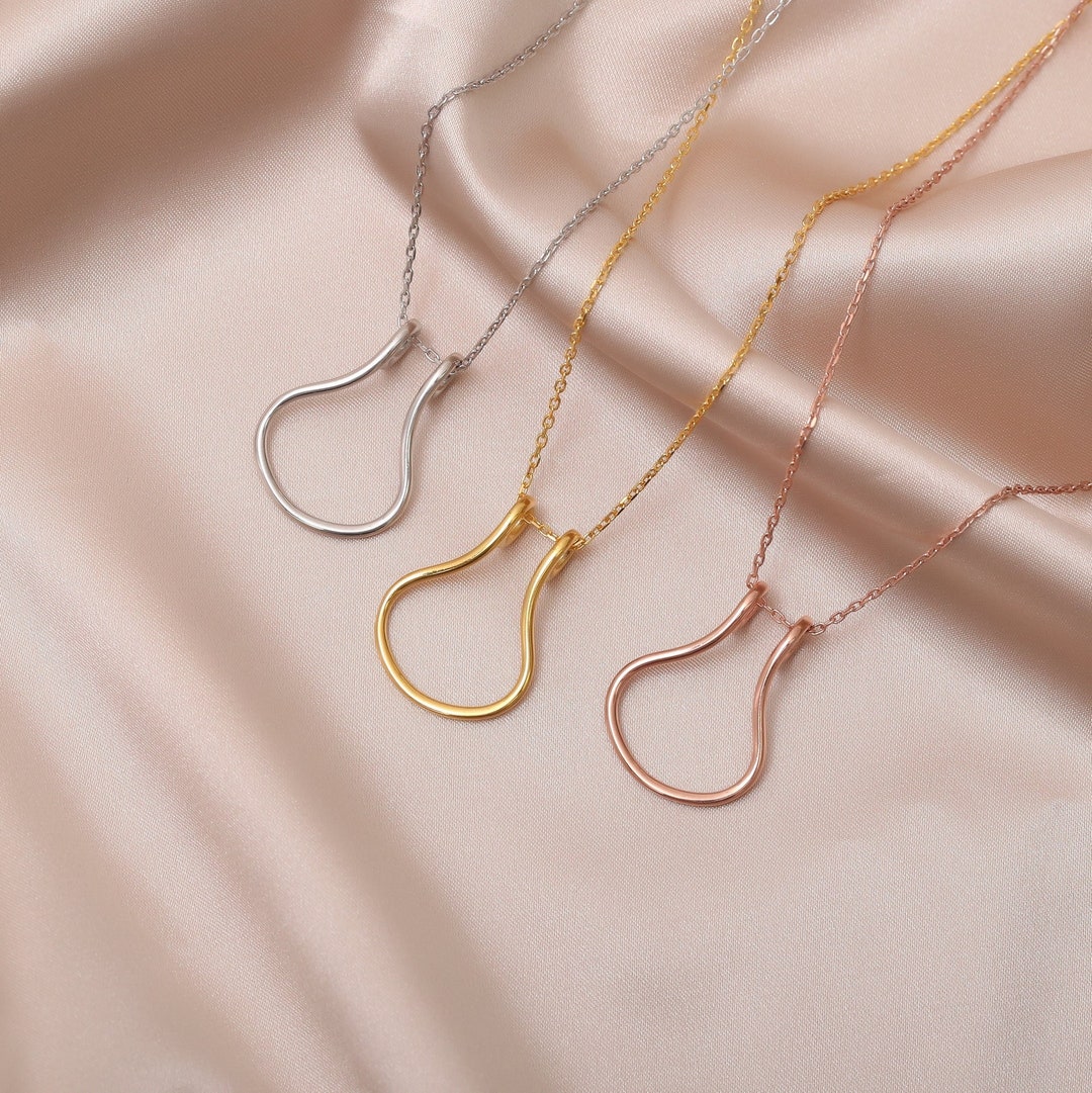 18K Solid Gold Ring Holder Necklace Gold Necklace Ring Etsy